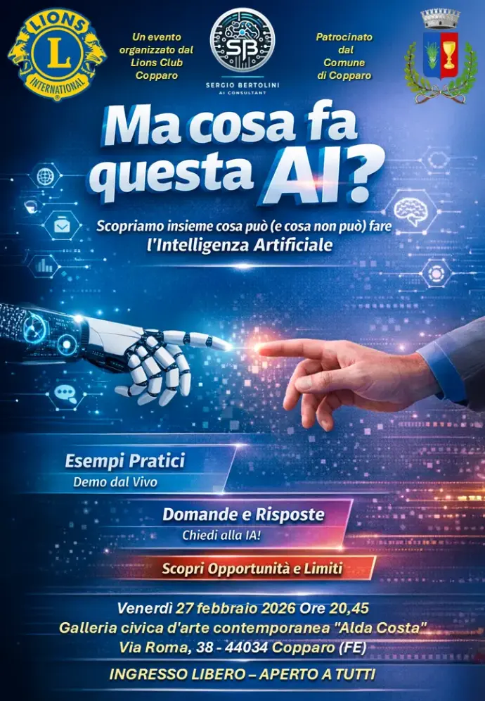 Serata "Ma cosa fa questa AI?" per il Lions Club Copparo