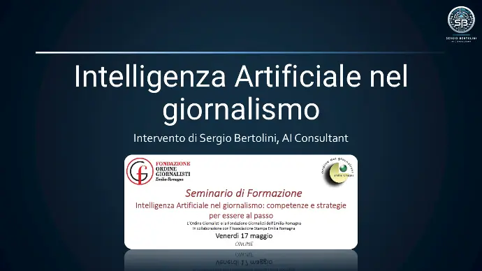 Webinar per l'Ordine dei Giornalisti dell'Emilia-Romagna su AI e giornalismo